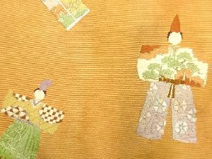 アンティーク　紙人形模様刺繍名古屋帯